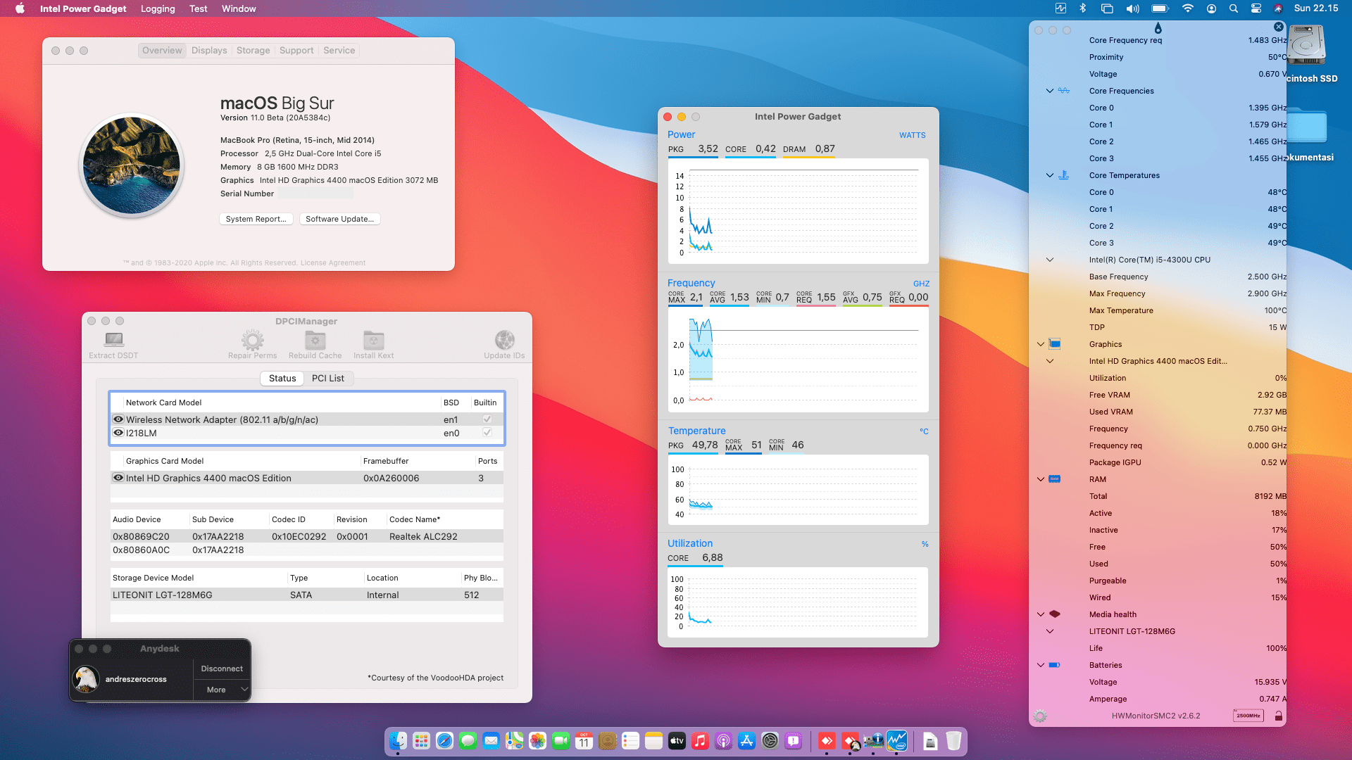 Success Hackintosh macOS Big Sur Beta 9 Version 11.0 Build 20A5384c at Lenovo Thinkpad X1 Carbon
